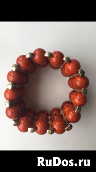 Браслет новый бижутерия оранжевый натуральный камни стразы сваров изображение 5