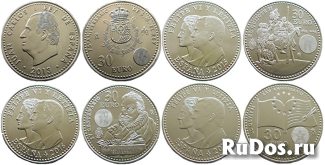 Испанские серебряные монеты - 30 евро фото