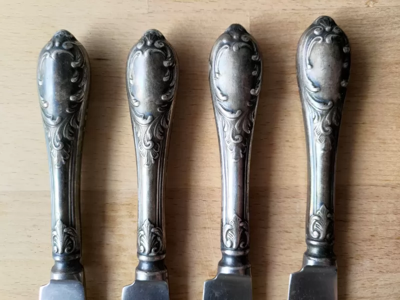 Ножи столовые СССР мельхиор МНЦ 15-20, ЗiШ, ЗиШ фотка