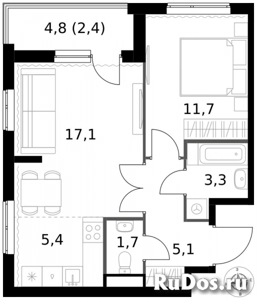 Продам 2 комнатную квартиру 46.7 м2 фотка