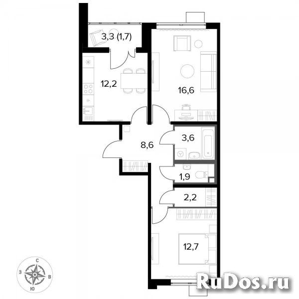 Продам 2 комнатную квартиру 59.5 м2 фотка