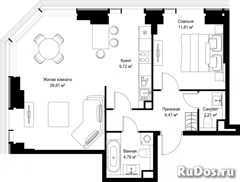 Продам 2 комнатную квартиру 61.8 м2 фотка