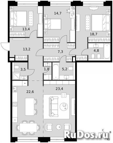 Продам 3 комнатную квартиру 128.6 м2 фотка