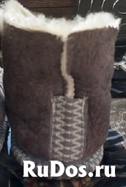 Детские тёплые тапочки из овчины (ручная работа). Цвет: серый. Верхний материал: натуральная замша. Внутренний материал: натуральный мех. Размер 23-24 фотка