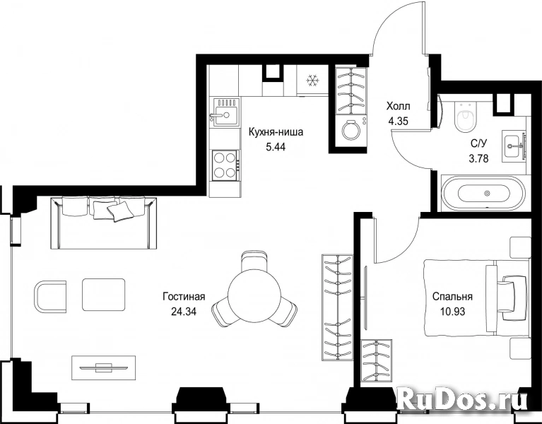 Продам 1 комнатную квартиру 48.84 м2 фотка
