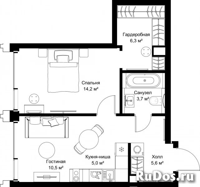 Продам 1 комнатную квартиру 45.3 м2 фотка