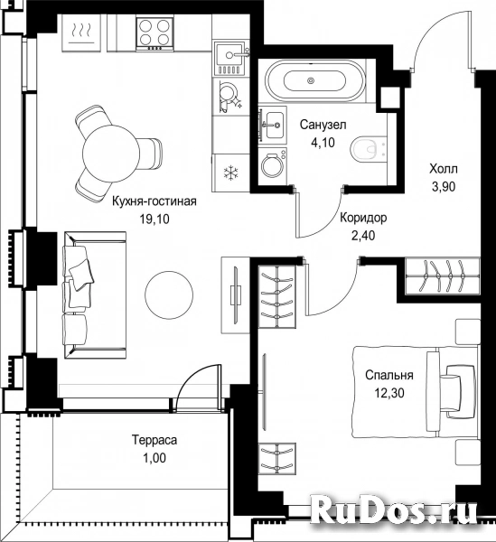 Продам 1 комнатную квартиру 42.8 м2 фотка