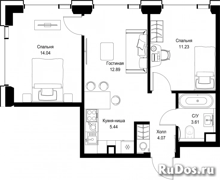 Продам 2 комнатную квартиру 51.28 м2 фотка