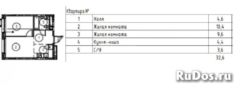 Продам 2 комнатную квартиру 32.6 м2 изображение 3