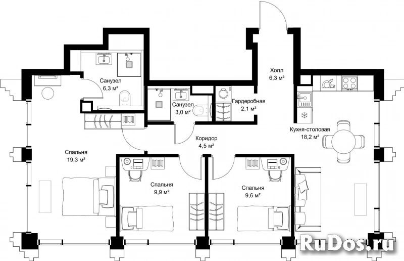 Продам 3 комнатную квартиру 79.2 м2 фотка