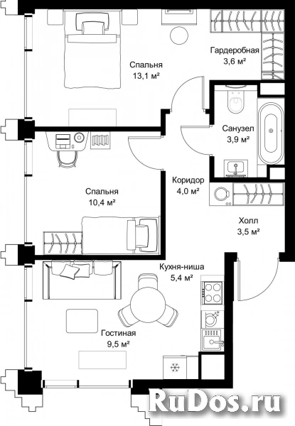 Продам 2 комнатную квартиру 53.4 м2 фотка