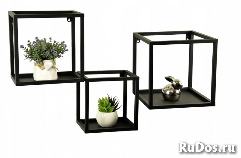 Полка объемная ЛОФТ металлическая КУБ фотка