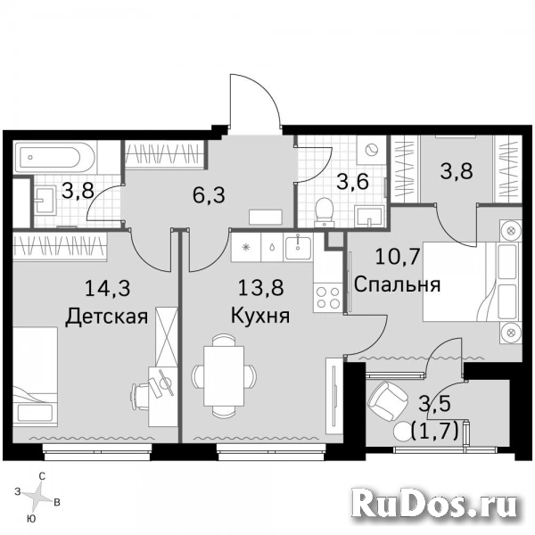 Продам 2 комнатную квартиру 56.6 м2 фотка
