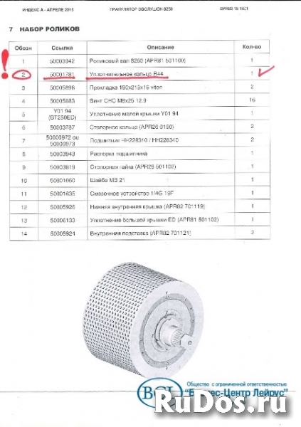 Уплотнительное кольцо R44 Evolution 50001781 оси ролика изображение 3