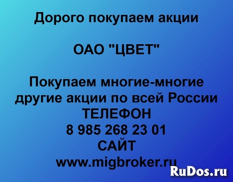 Покупаем акции ОАО ЦВЕТ и любые другие акции по всей России фото