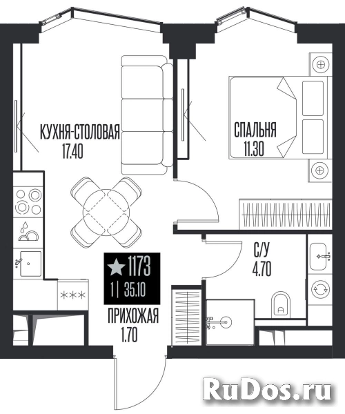 Продам 1 комнатную квартиру 35.1 м2 фотка