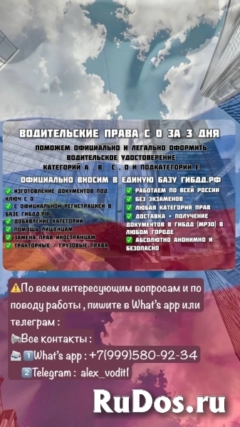 Водительские права / Водительское удостоверение фото