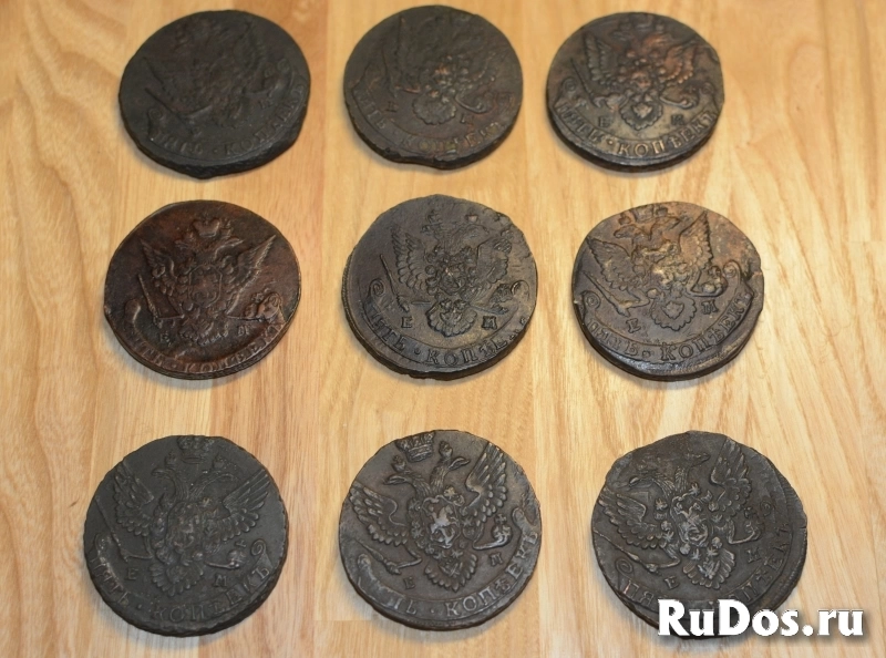 Пятак медный, Екатерина II, ЕМ, АМ. изображение 7