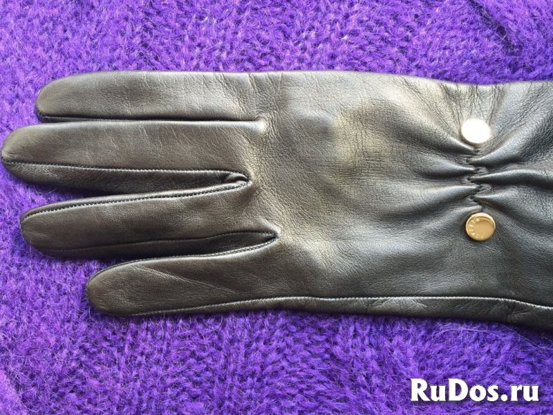 Перчатки новые versace италия кожа черные мех лиса песец двойной изображение 9