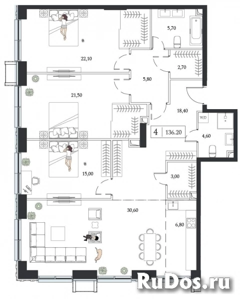 Продам 4 комнатную квартиру 136.2 м2 изображение 3