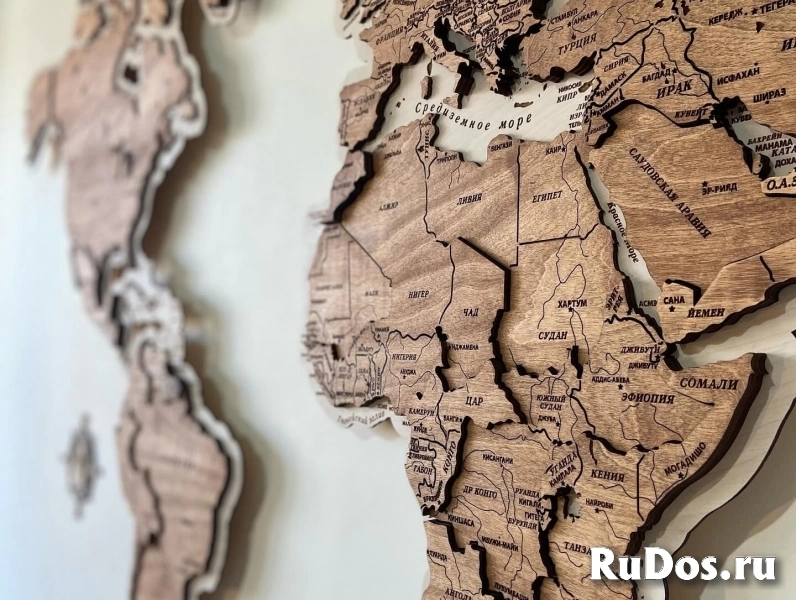 Карта мира на стену, карта мира из дерева, панно изображение 3