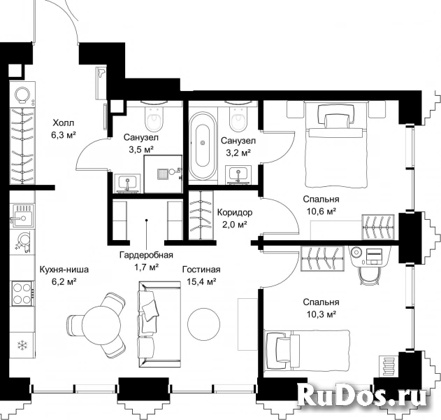 Продам 2 комнатную квартиру 59.2 м2 фотка