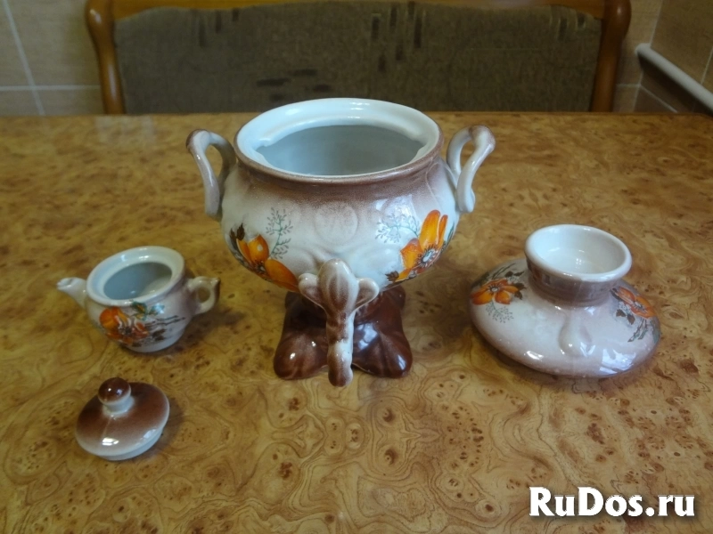 Керамический самовар с чайником декоративный изображение 8