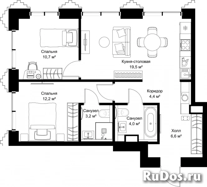 Продам 2 комнатную квартиру 60.6 м2 фотка