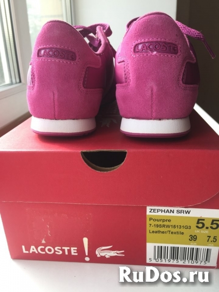 Кроссовки кеды новые lacoste 39 размер замша текстиль цвет розовы изображение 6