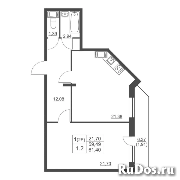 Продам 1 комнатную квартиру 59 м2 фотка