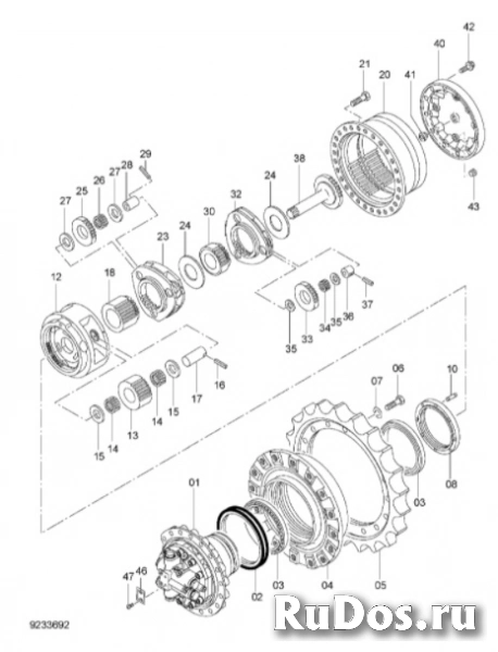 Бортовой редуктор с гидромотором Hitachi ZX225-3 (9233692) изображение 3
