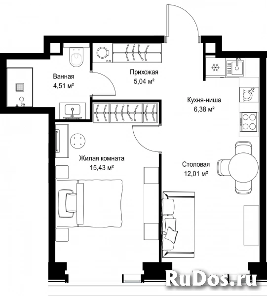 Продам 1 комнатную квартиру 43.37 м2 фотка