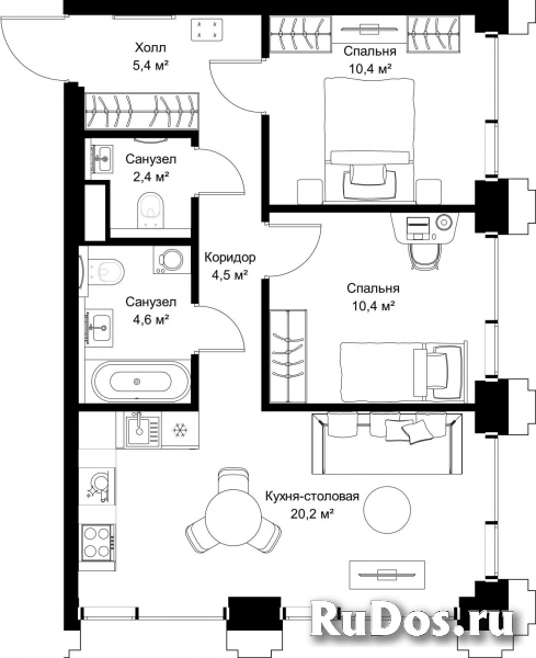 Продам 2 комнатную квартиру 57.9 м2 фотка