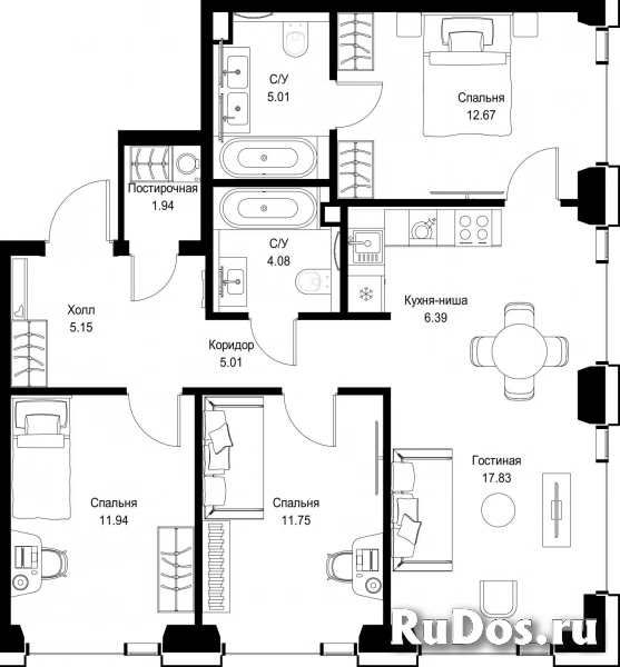 Продам 3 комнатную квартиру 81.77 м2 фотка