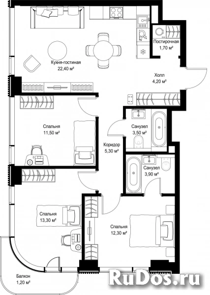 Продам 3 комнатную квартиру 79.3 м2 фотка