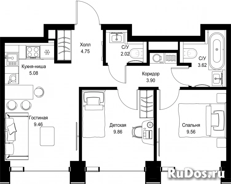 Продам 2 комнатную квартиру 48.21 м2 фотка