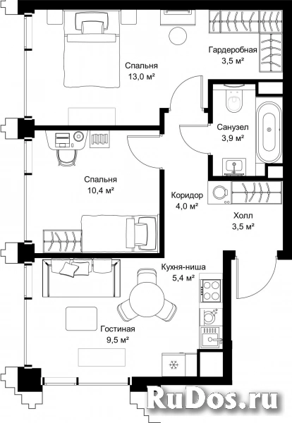 Продам 2 комнатную квартиру 53.2 м2 фотка