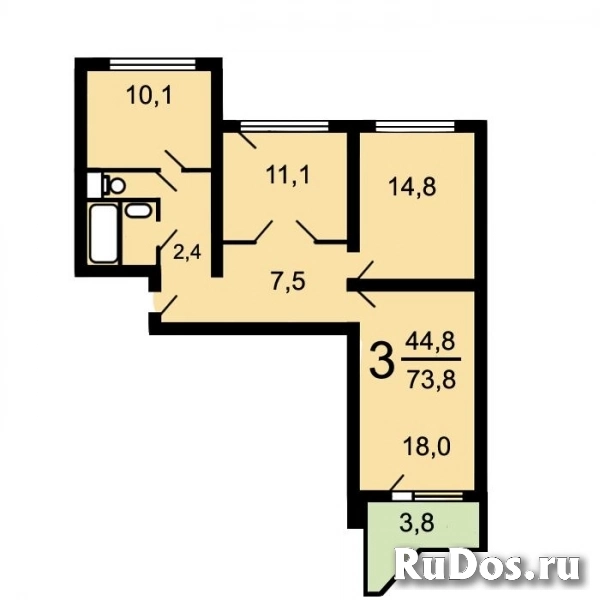 Продам 3 комнатную квартиру 75.2 м2 изображение 3