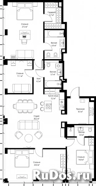 Продам 4 комнатную квартиру 153.2 м2 фотка