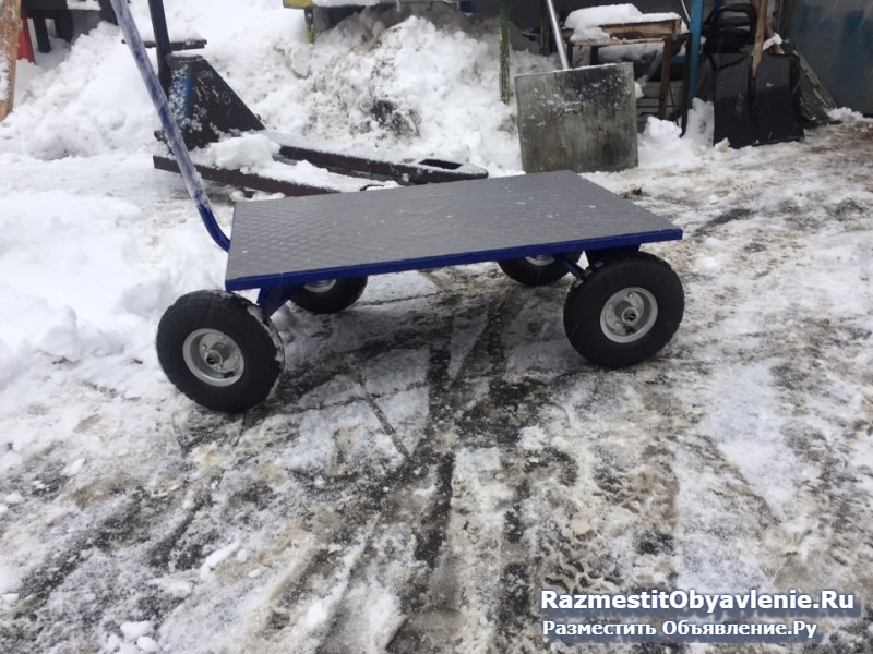 Тележка платформенная с поворотной осью и прорезин изображение 3