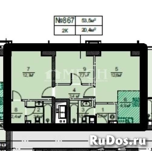 Продам 2 комнатную квартиру 53.5 м2 изображение 5