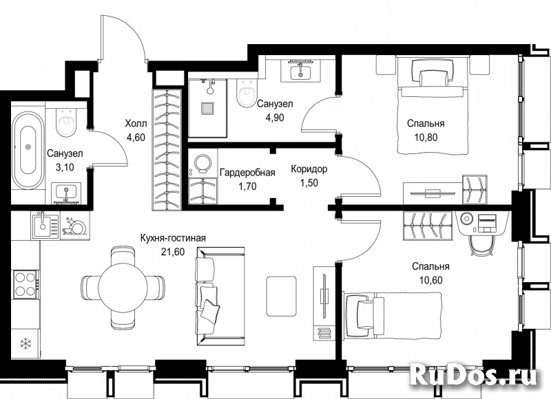 Продам 2 комнатную квартиру 58.8 м2 фотка