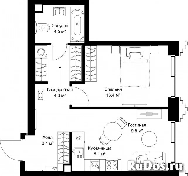 Продам 1 комнатную квартиру 45.2 м2 фотка