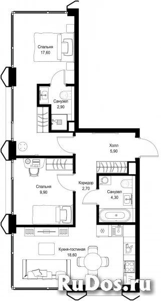 Продам 2 комнатную квартиру 61.9 м2 фотка