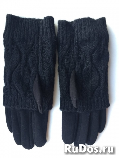 Перчатки новые 44 46 черные теплые верх съемный вязаные аксессуар фотка