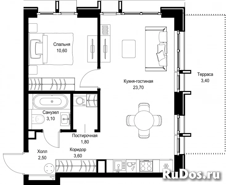 Продам 1 комнатную квартиру 48.7 м2 фотка