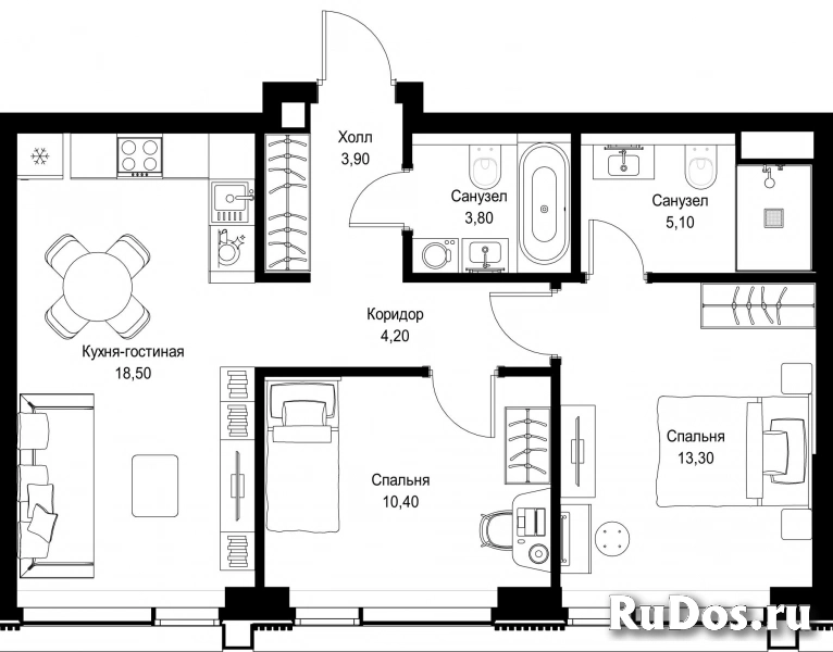 Продам 2 комнатную квартиру 59.2 м2 фотка