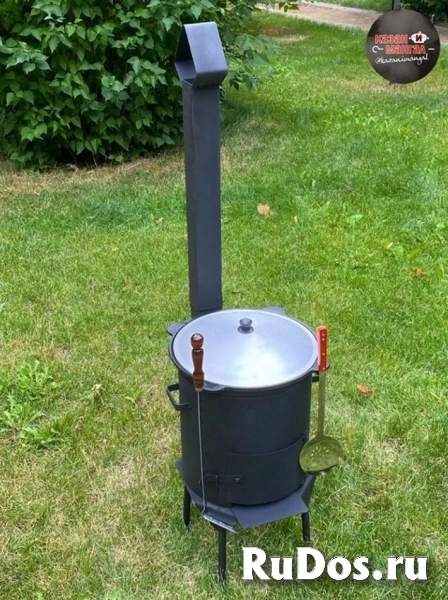 Казан чугунный с печкой и трубой 3мм от 8 литров фото