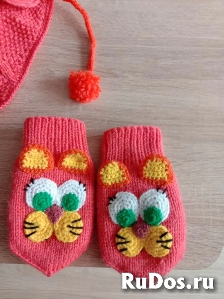 Зимняя зверошапочка ручной работы изображение 3