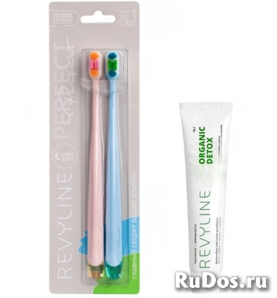 Зубные щетки Revyline Perfect (персиковая и голубая) и паста Орга фото